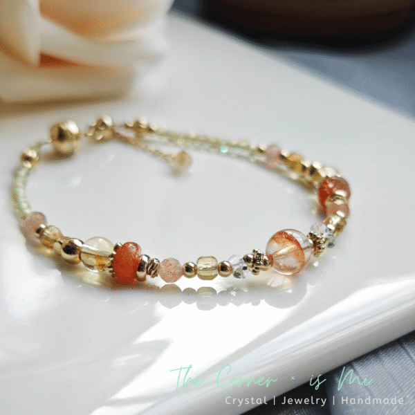 致豐盛的幸運。橙紅膠花。金太陽。黃水晶。：圖片 8